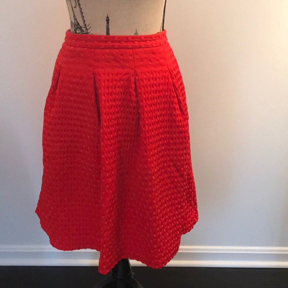 H&M red, raised dot A-line skirt w/Pockets - Sz10